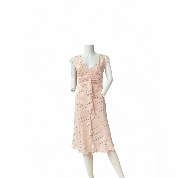 Escada Light Pink Polka Dot Ruffle Dress - Picture 3 of 7